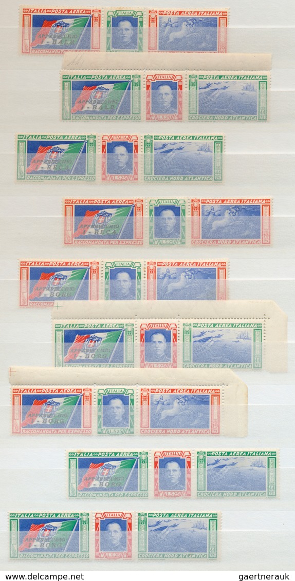 26992 Italien: 1933, SQADRON FLIGHT, Mint Assortment Of 27 Se-tenant-strips, Slightly Varied Condition, Al - Marcophilie