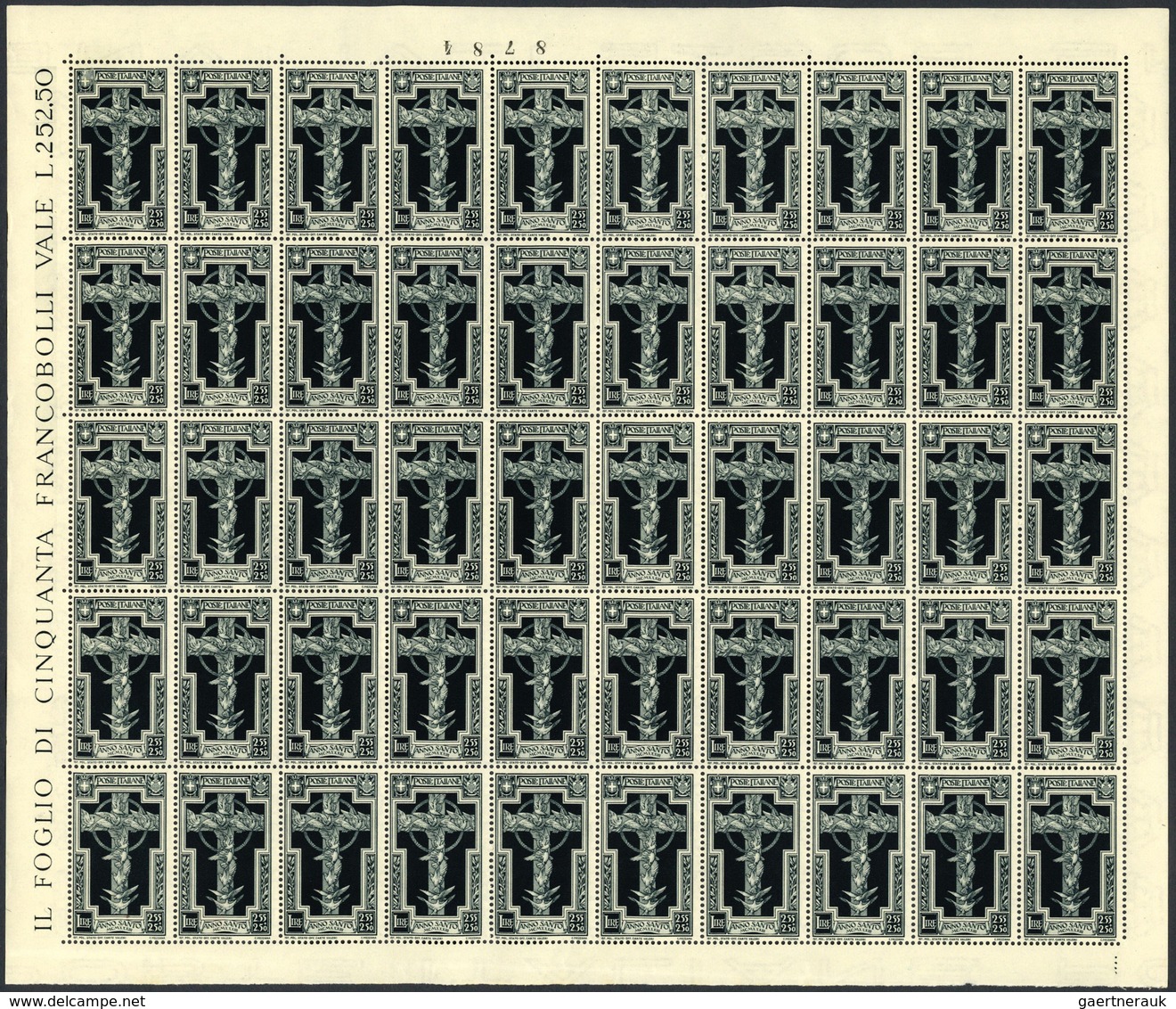 26993 Italien: 1933, "ANNO SANTO" Complete Set Of 7 Values In Complete Sheets Of 50 With Margins, Mint Nev - Marcophilie