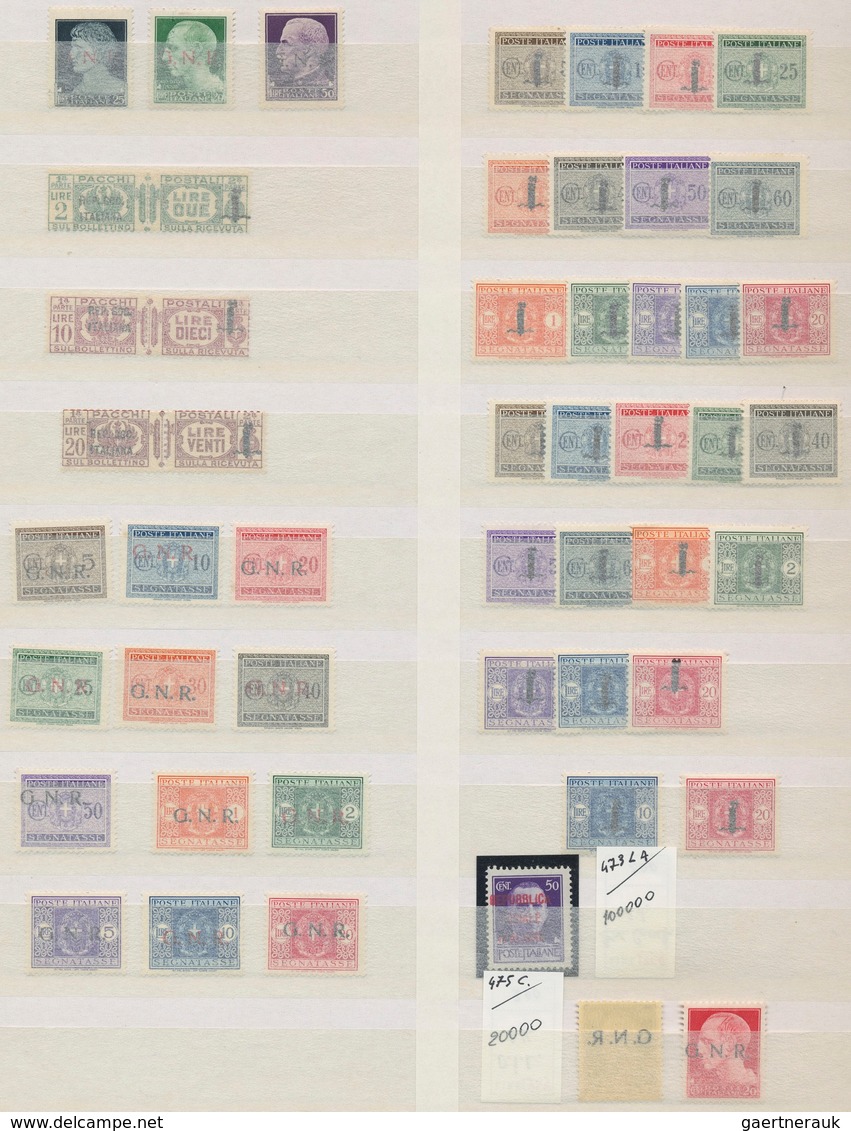 27002 Italien: 1943/1944, Repubblica Sociale/G.N.R. Overprints, Chiefly Mint Accumulation Of Apprx. 740 St - Marcophilie