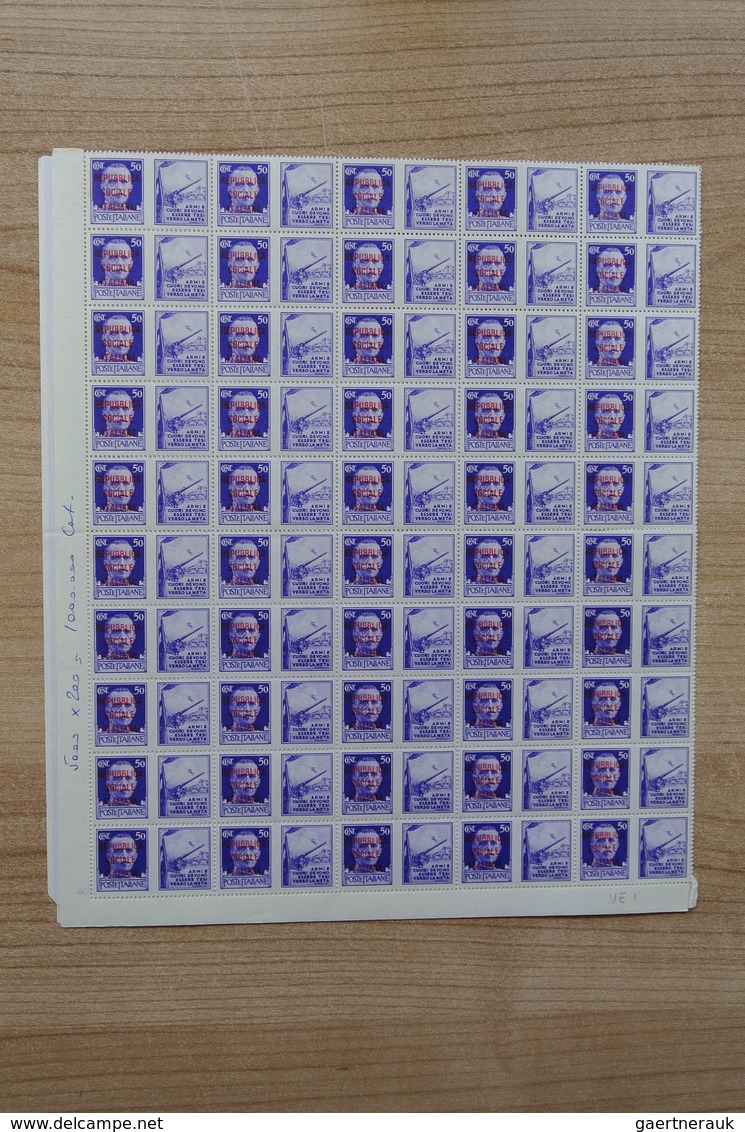 27009 Italien: 1945: Beautiful, somewhat specialised collection MNH sheets and sheerparts of Italy 1945 RS