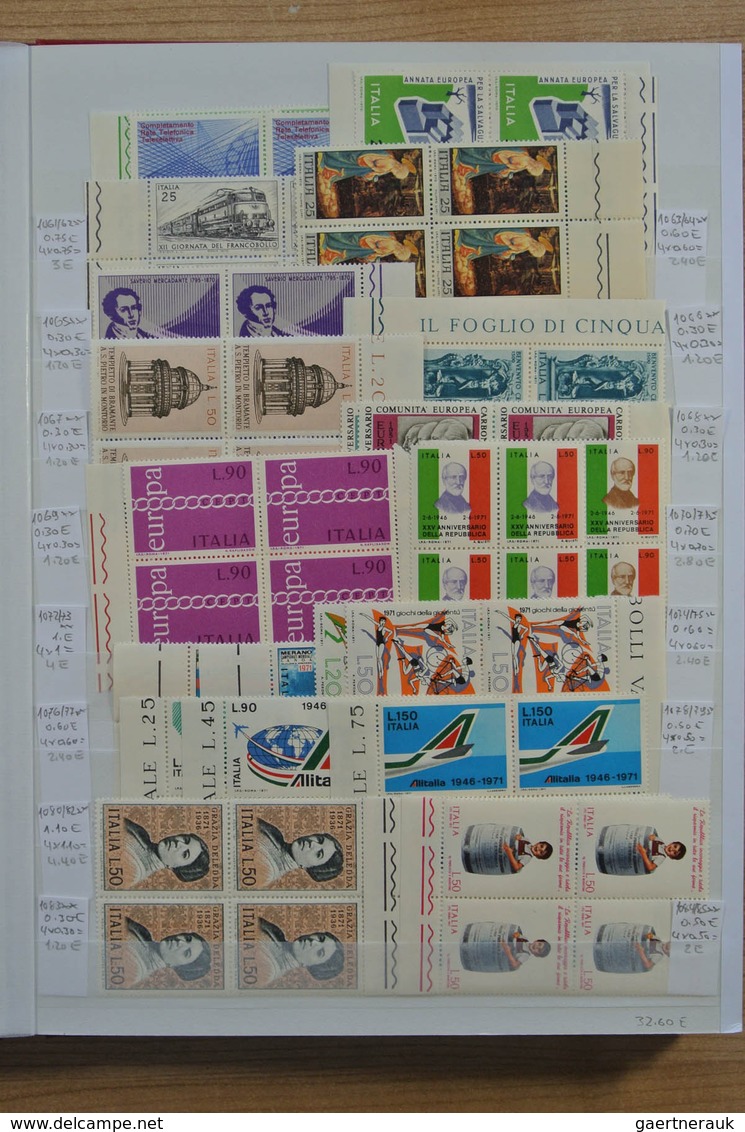 27013 Italien: 1950-1986. Extensive MNH engros lot Italy 1950-1986 in 2 stockbooks, inlcluding better issu