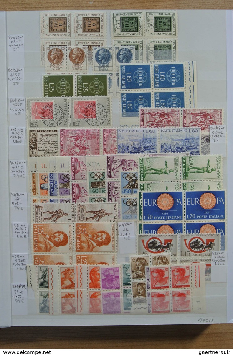 27013 Italien: 1950-1986. Extensive MNH engros lot Italy 1950-1986 in 2 stockbooks, inlcluding better issu