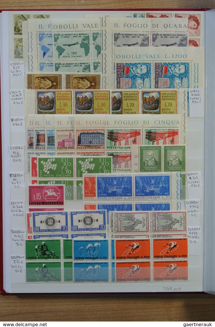 27013 Italien: 1950-1986. Extensive MNH engros lot Italy 1950-1986 in 2 stockbooks, inlcluding better issu