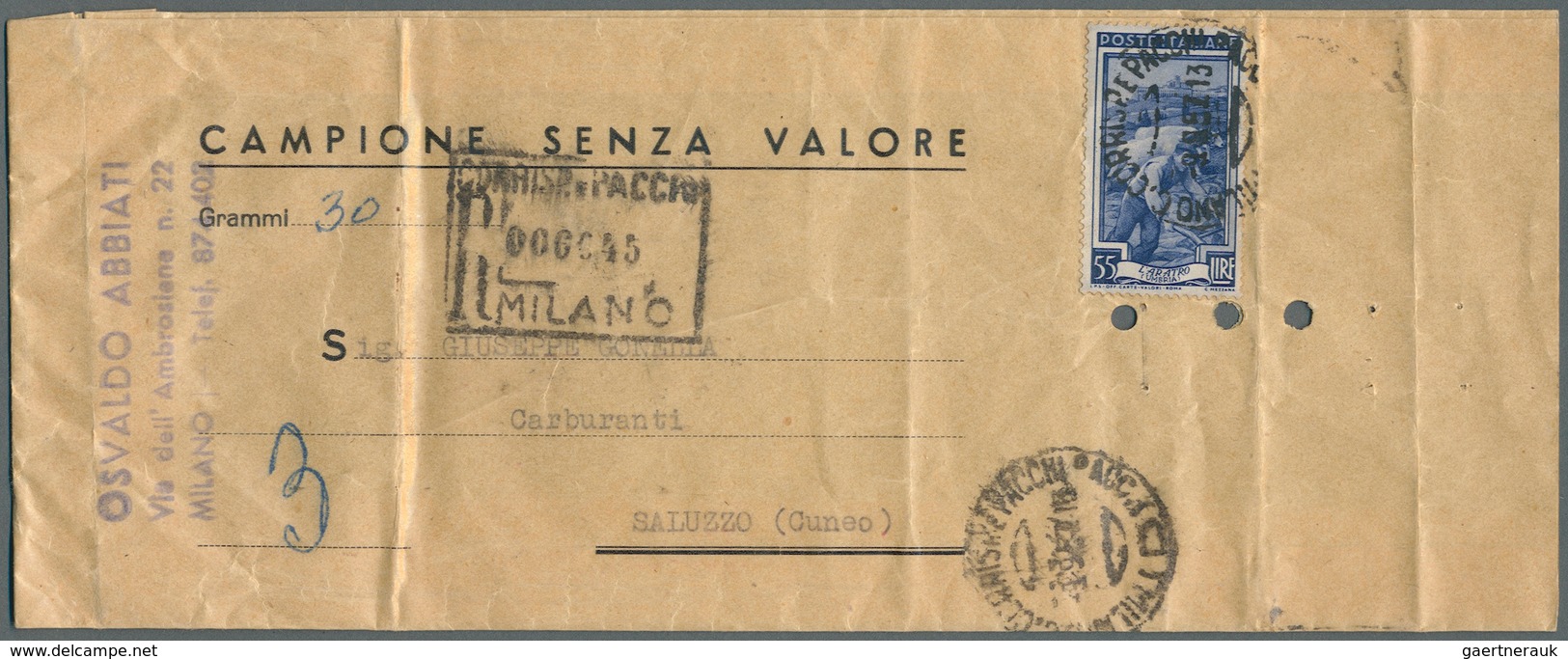 27014 Italien: 1950/1980 (ca) 70 Letters/post Cards/Avisio Der Reception/Printed Matter/ ... All Single Fr - Marcophilie