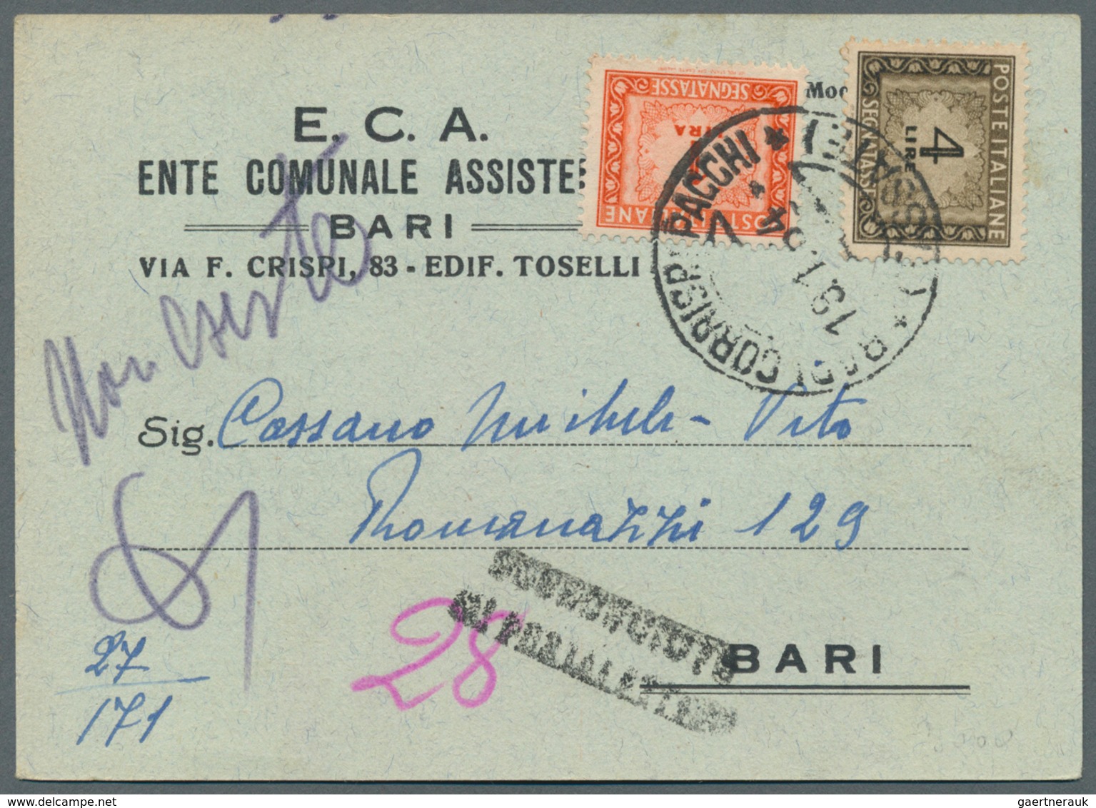 27015 Italien: 1950/1980 (ca.), Holding Of Apprx. 315 Commercial Covers/cards, Mainly Bearing Frankings "M - Marcophilie