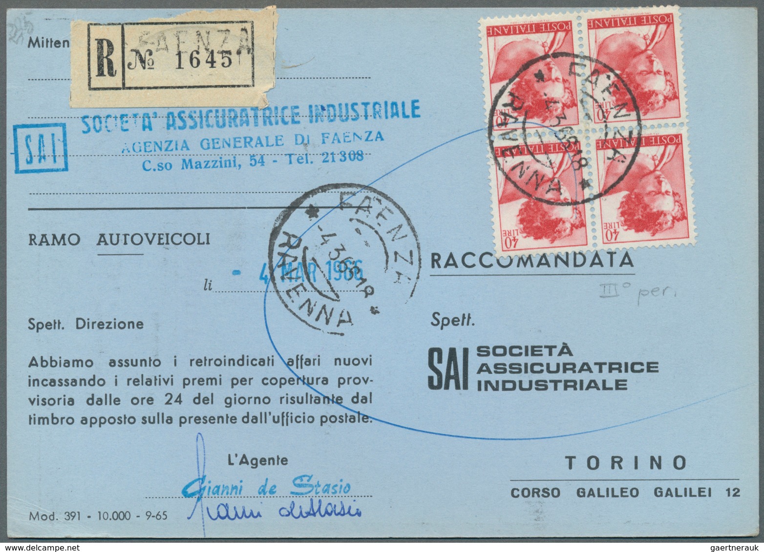 27015 Italien: 1950/1980 (ca.), holding of apprx. 315 commercial covers/cards, mainly bearing frankings "M