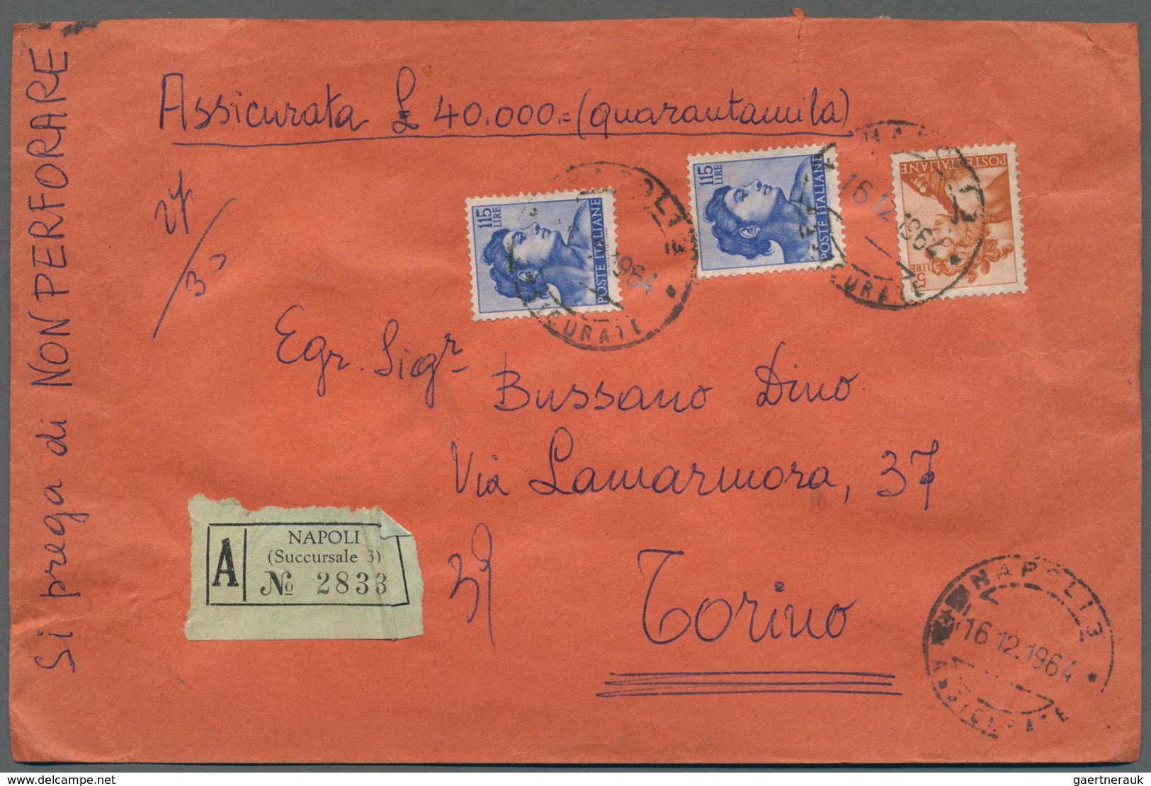 27015 Italien: 1950/1980 (ca.), holding of apprx. 315 commercial covers/cards, mainly bearing frankings "M