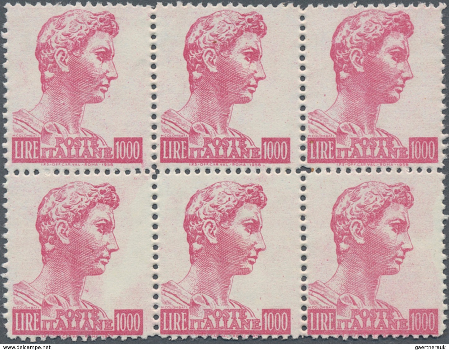 27019 Italien: 1981 (ca.), San Giorgio 1.000 Lire Rose-red POSTAL FORGERY On Unwatermarked Paper Produced - Marcophilie