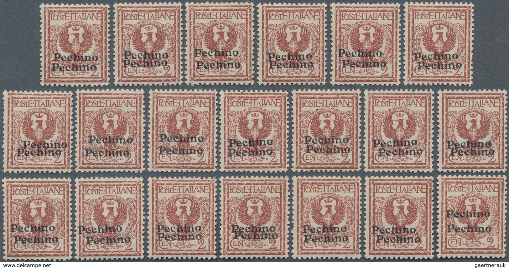 27035 Italienische Post In China: 1917, Italy Coat Of Arms 2c. Orange Brown With DOUBLE OVERPRINT 'Pechino - Tientsin