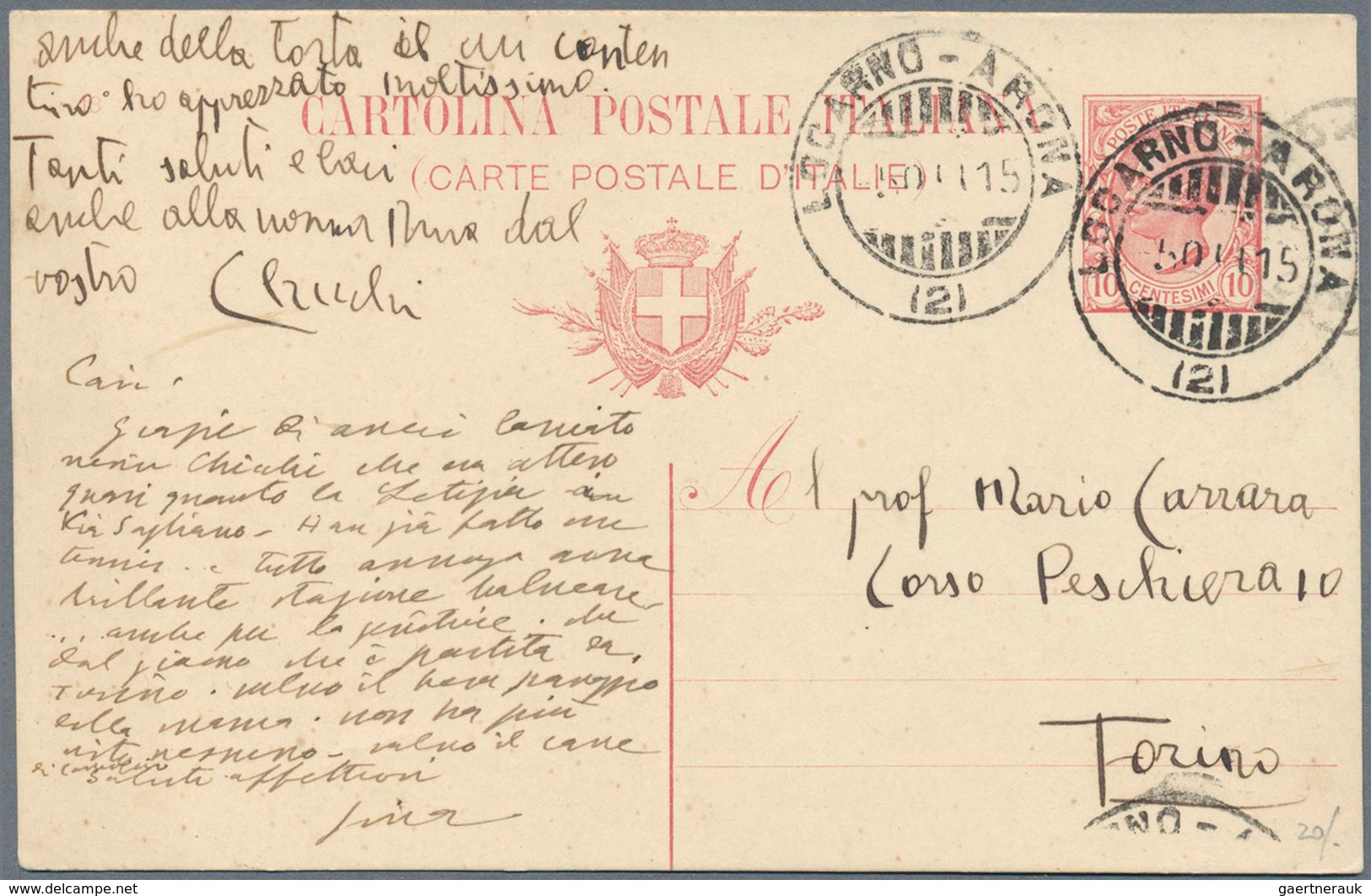 27043 Italien - Stempel: 1882/1932, Small But Interesting Lot Of 11 Postcards All Bearing Lago Maggiore Sh - Marcophilie