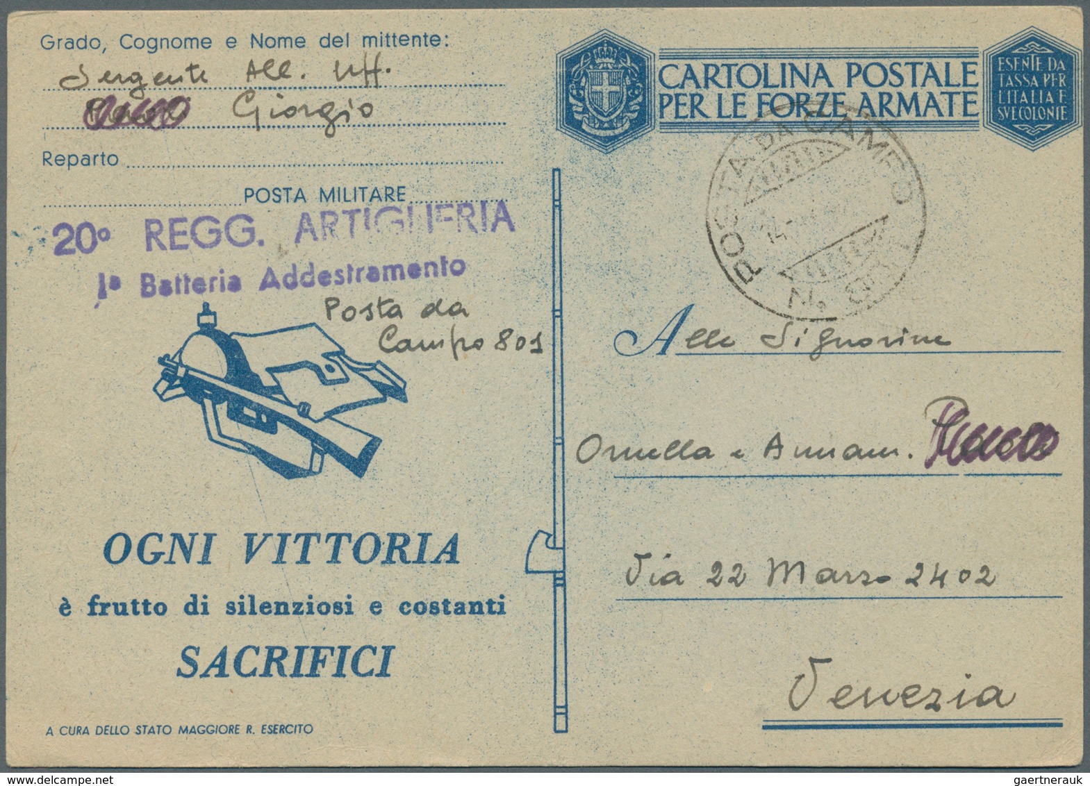 27047 Italien - Besonderheiten: 1944/1945, 10 Belege, Dabei "POSTA DA CAMPO", Deutsche Feldpost Nach Itali - Non Classés