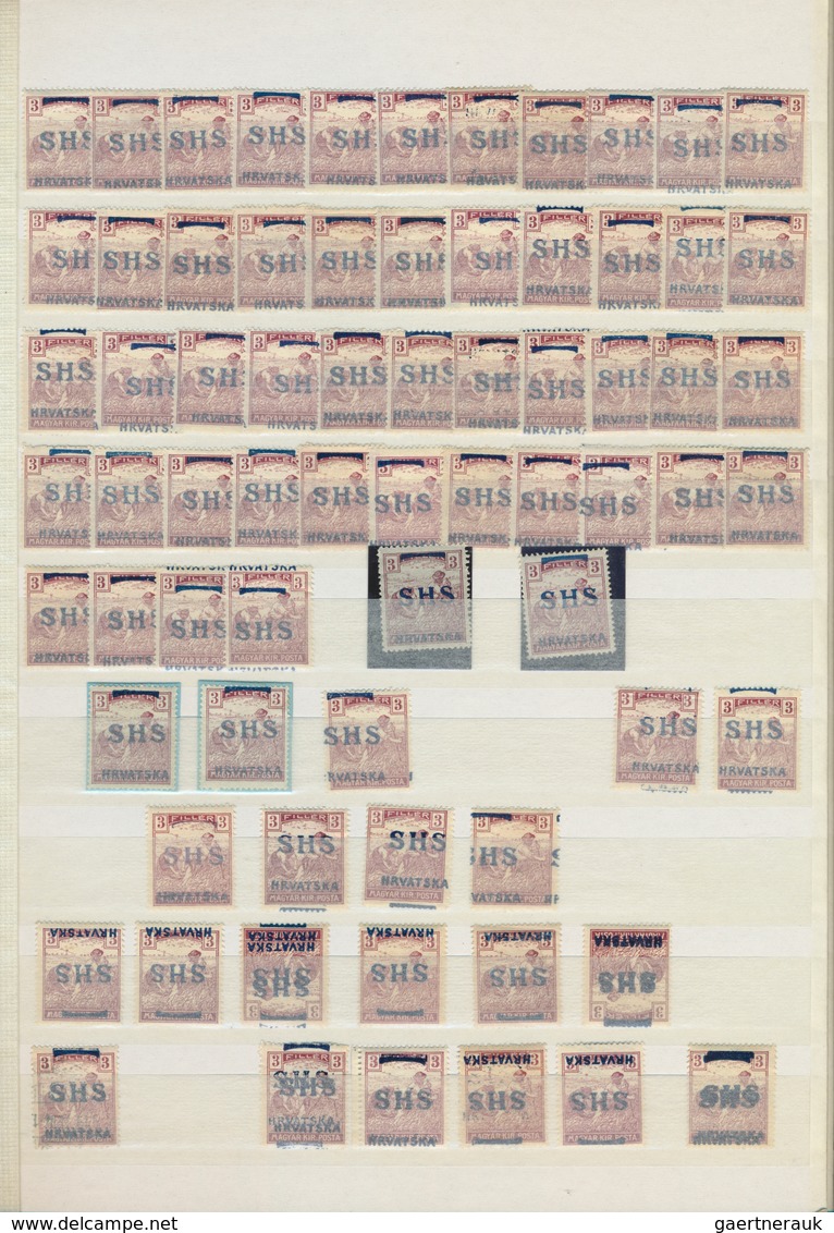 27057 Jugoslawien: 1918, Issues for Croatia, SHS overprints on Hungary, comprising apprx. 1.600 stamps inc