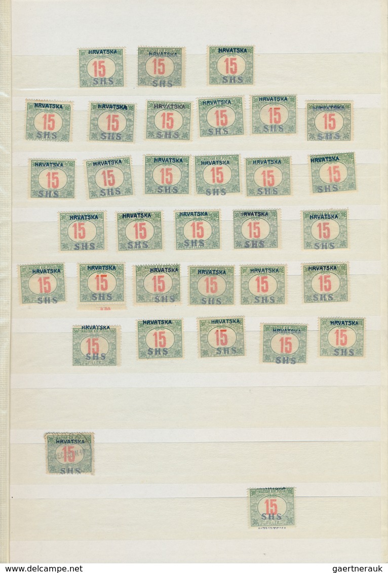 27057 Jugoslawien: 1918, Issues for Croatia, SHS overprints on Hungary, comprising apprx. 1.600 stamps inc