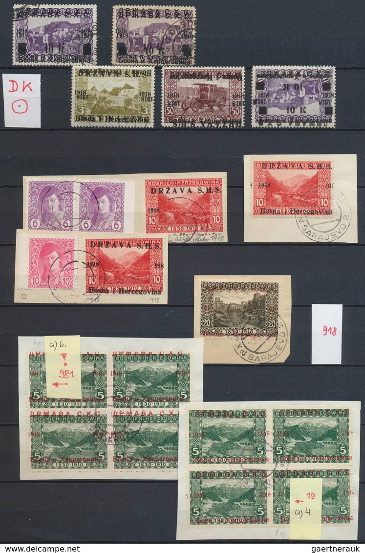 27066 Jugoslawien: 1918, Specialised Assortment/collection Of The 1st Overprint Issue (Michel Nos. 1/16 Ex - Lettres & Documents