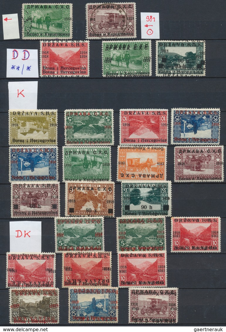 27066 Jugoslawien: 1918, Specialised Assortment/collection Of The 1st Overprint Issue (Michel Nos. 1/16 Ex - Lettres & Documents