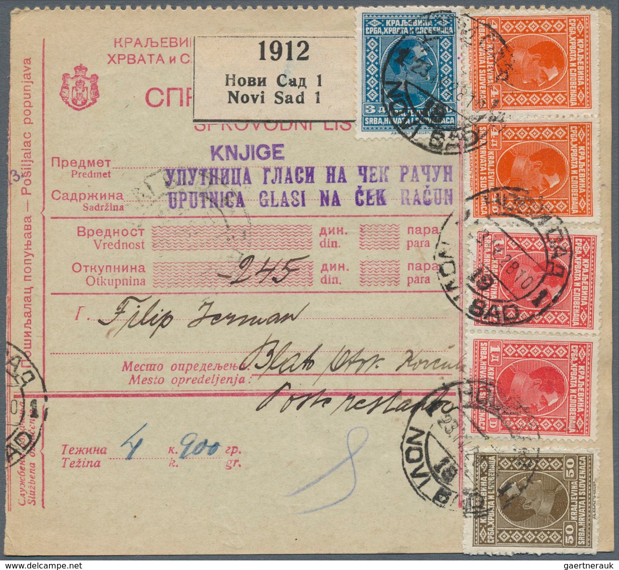 27075 Jugoslawien: 1920/1930 (ca.), Lot Of Ca. 250 Package Cards And Money Orders With Many Interesting Fr - Lettres & Documents