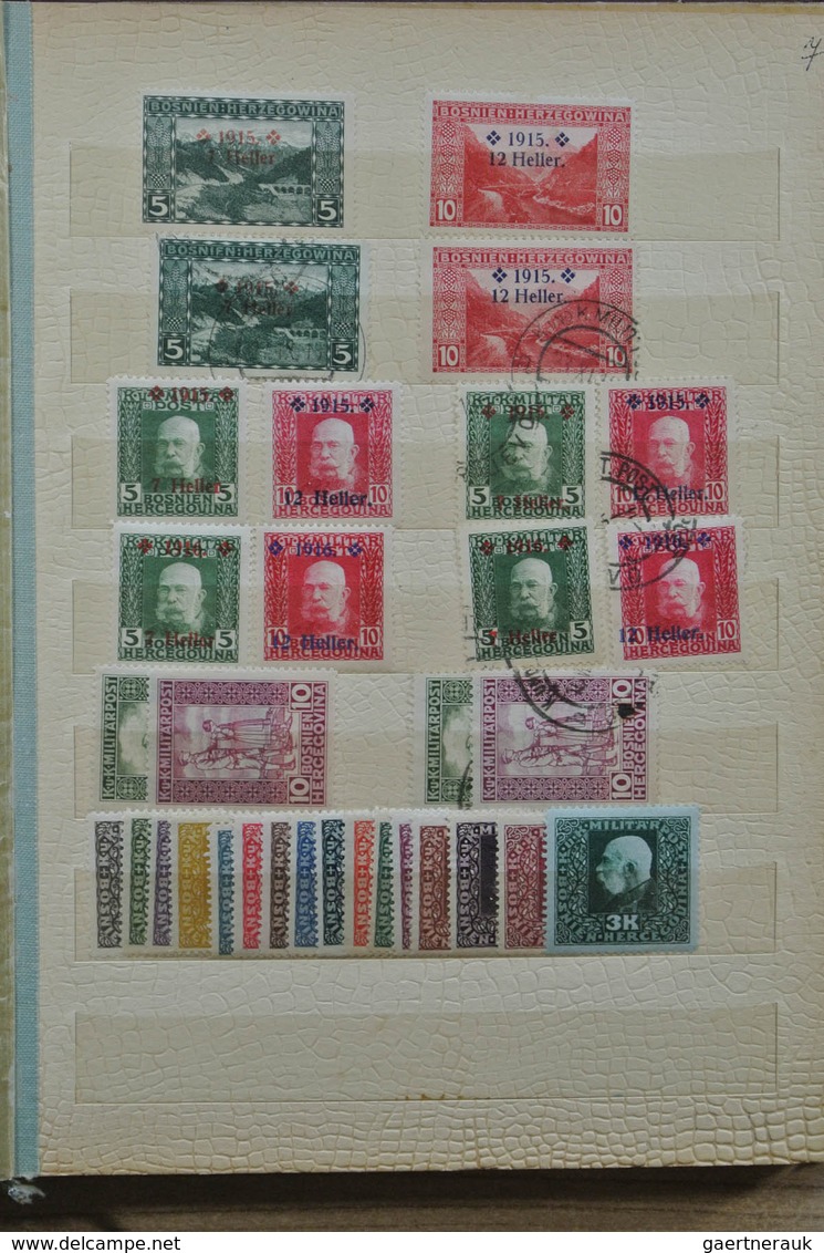 27080 Jugoslawien: till ca. 1925. Nice MNH, mint hinged and used stock Yugoslavian States in 5 stockbooks.