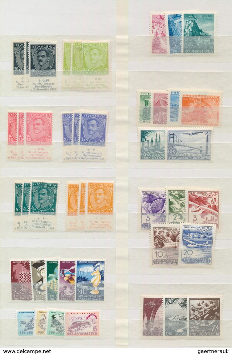 27081 Jugoslawien: 1926/1953, Mint Assortment On Stockpages, Comprising Better Sets, E.g. 1926/1927 Defini - Lettres & Documents