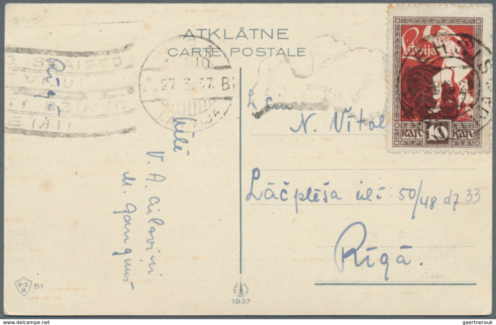 27164 Lettland: 1918/1995 (ca): Lot With Approx 100 Covers, Postcards, Postal Stationary. 80% Before 1940 - Lettonie