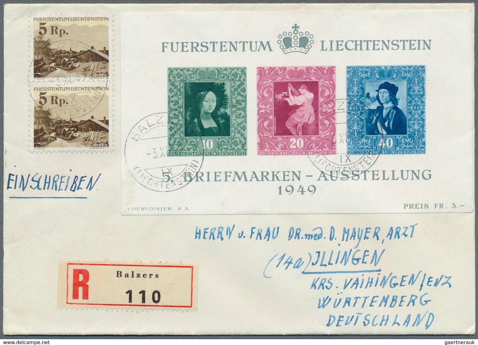 27177 Liechtenstein: 1900/1970 (ca.), vielseitige Partie von ca. 290 Briefen/Karten/Ganzsachen/FDCs/Maximu