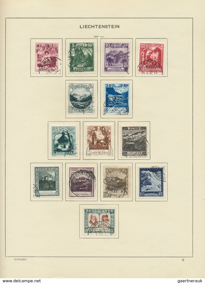 27179 Liechtenstein: 1912/1999, Saubere Gestempelte Sammlung Im Schaubek-Vordruckalbum, In Den Hauptnummer - Lettres & Documents