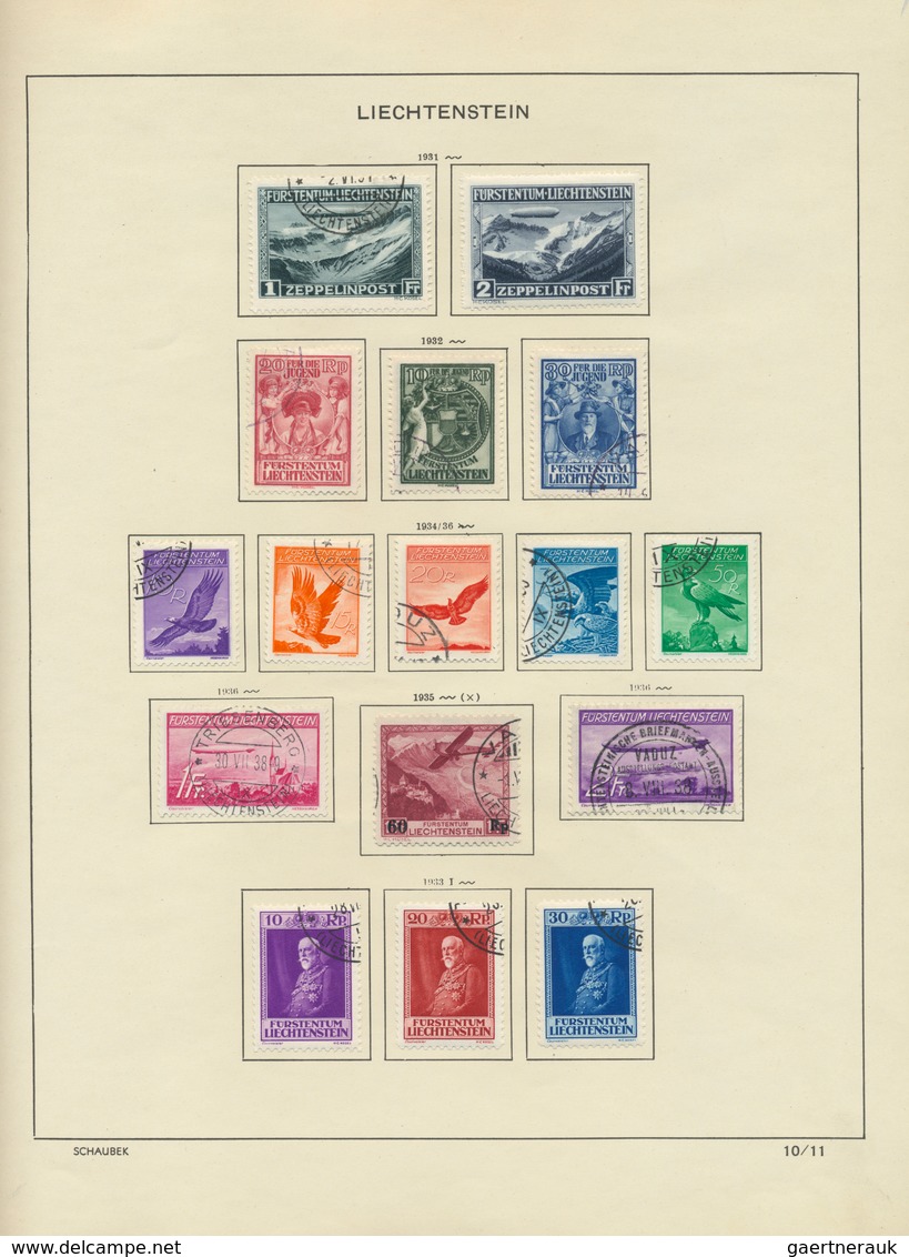 27179 Liechtenstein: 1912/1999, saubere gestempelte Sammlung im Schaubek-Vordruckalbum, in den Hauptnummer