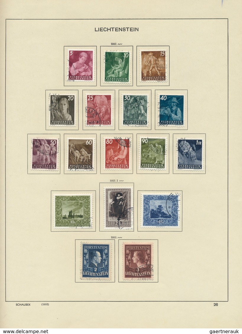 27179 Liechtenstein: 1912/1999, saubere gestempelte Sammlung im Schaubek-Vordruckalbum, in den Hauptnummer