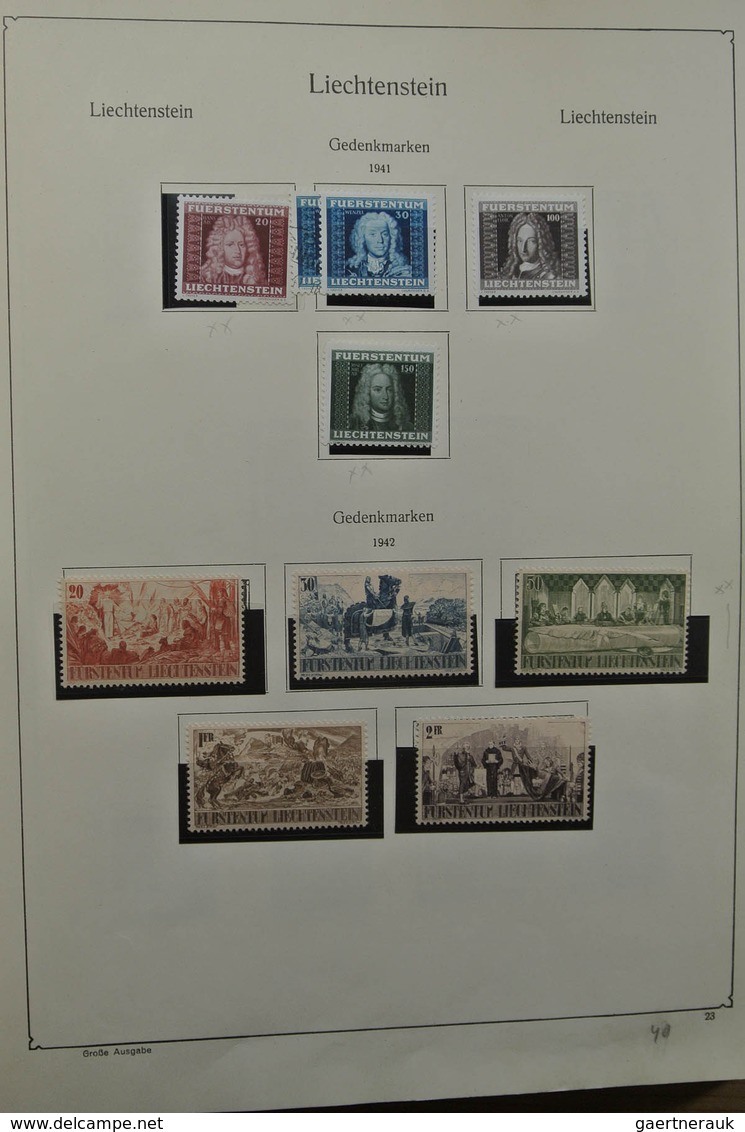 27182 Liechtenstein: 1912-1992. Well filled, partly double collection Liechtenstein 1912-1992 in 2 albums