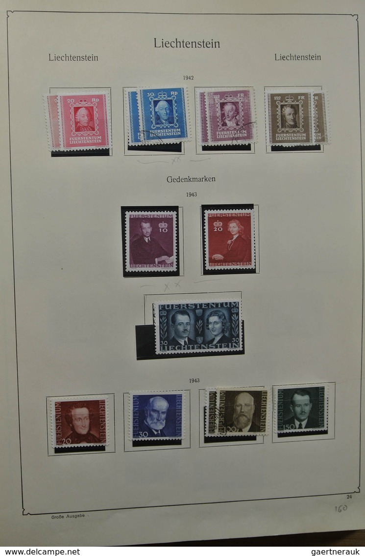 27182 Liechtenstein: 1912-1992. Well filled, partly double collection Liechtenstein 1912-1992 in 2 albums