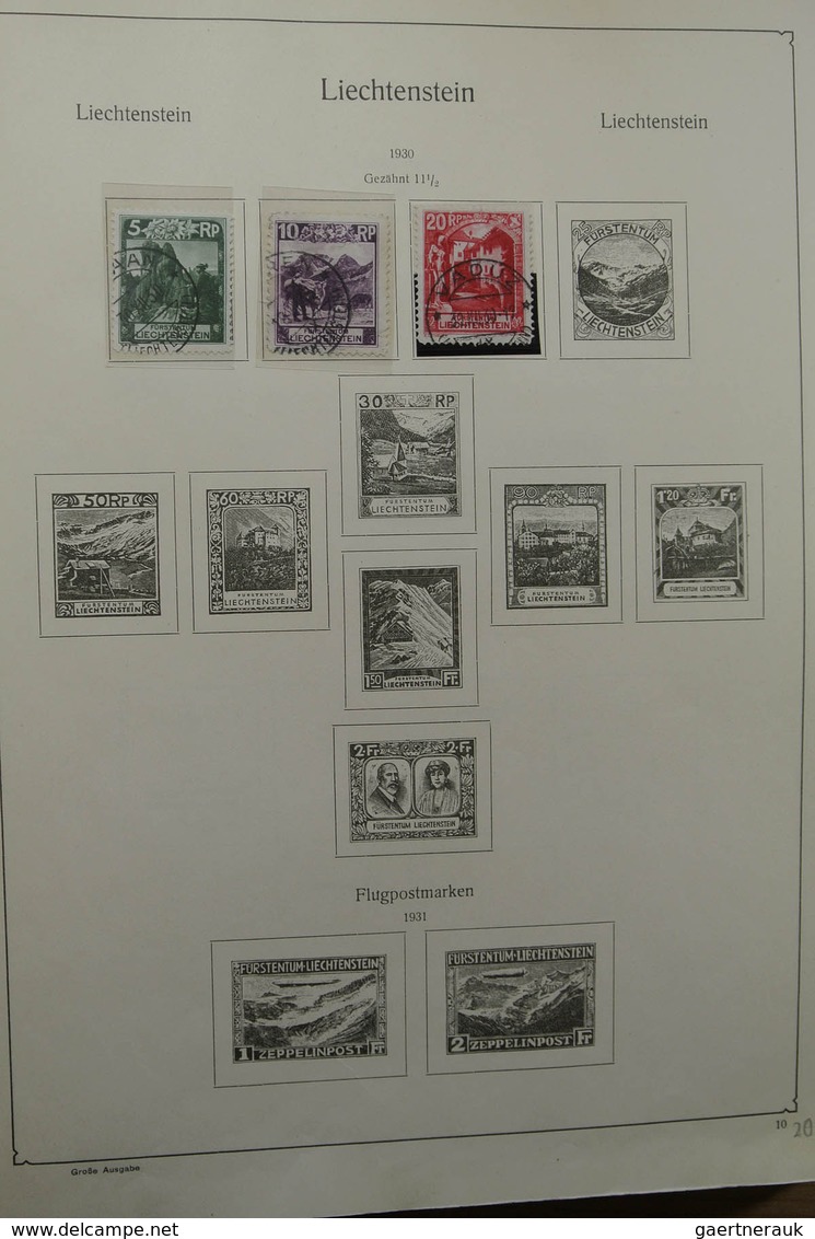 27182 Liechtenstein: 1912-1992. Well filled, partly double collection Liechtenstein 1912-1992 in 2 albums