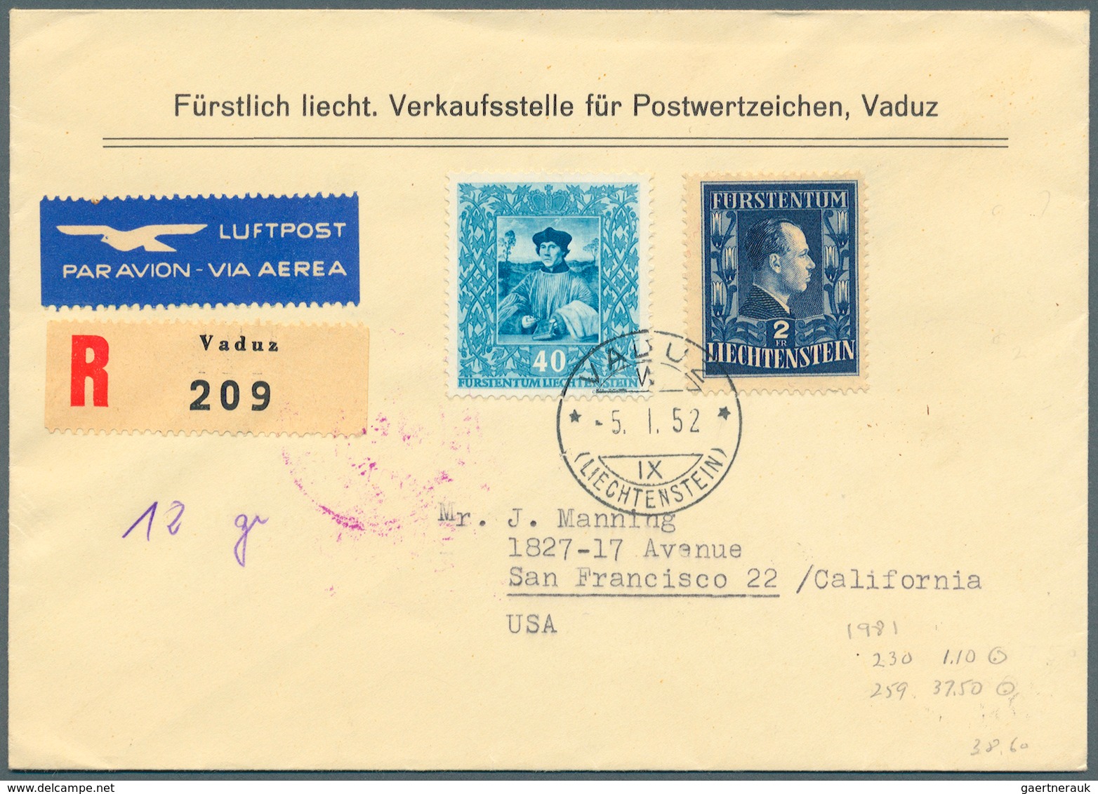 27204 Liechtenstein: 1930er/1960er Jahre: Rund 500 Briefe, Karten, FDCs und Ganzsachen, meist aus dem ange