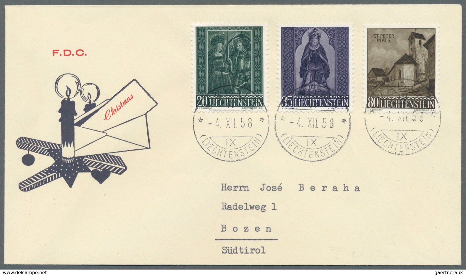 27209 Liechtenstein: 1936/1958, Lot Von Zehn Briefen/Karten, Dabei MiNr. 149/50 Auf Zeppelin-FDC, Bl. 2 Au - Lettres & Documents