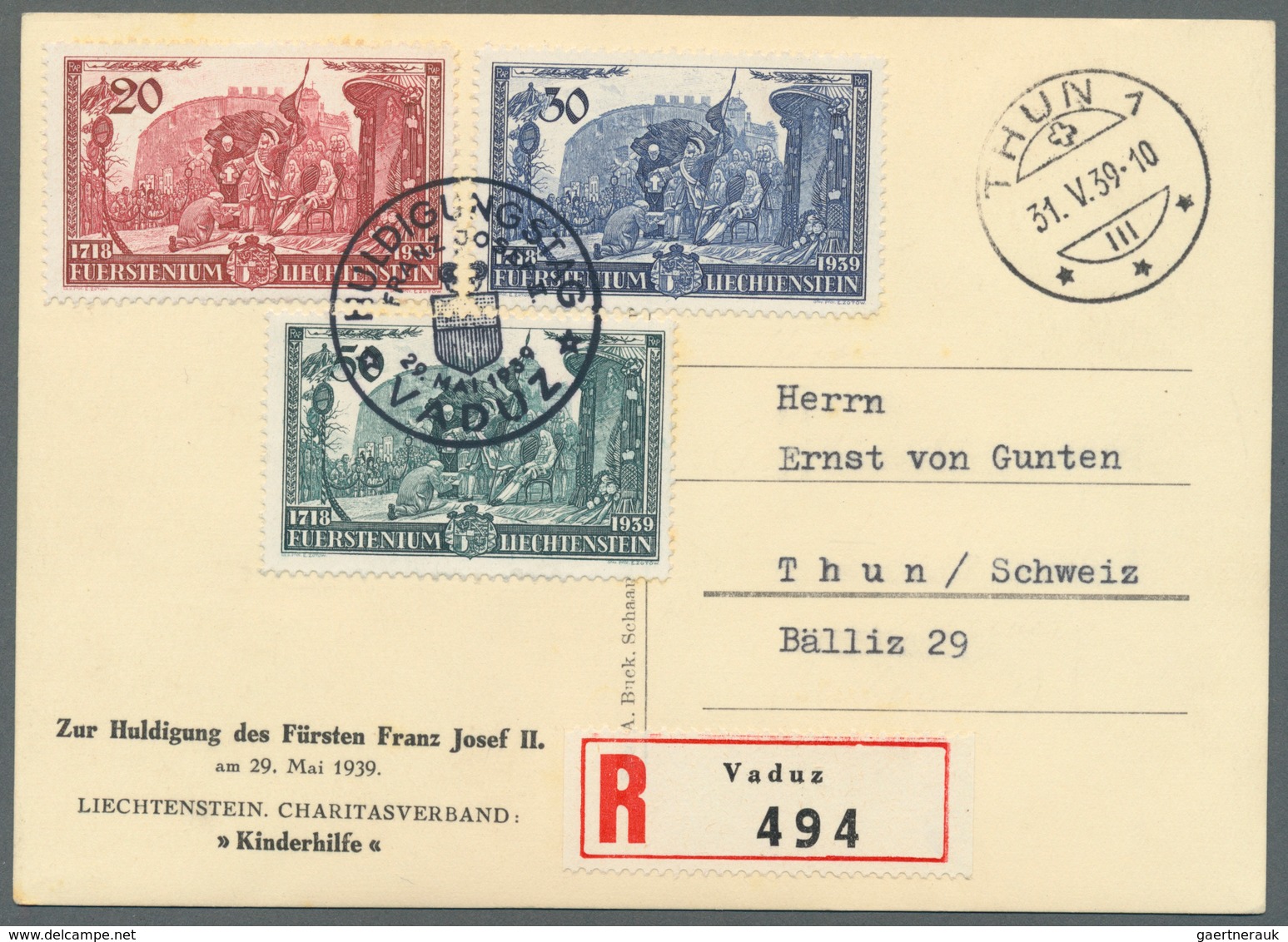 27209 Liechtenstein: 1936/1958, Lot von zehn Briefen/Karten, dabei MiNr. 149/50 auf Zeppelin-FDC, Bl. 2 au