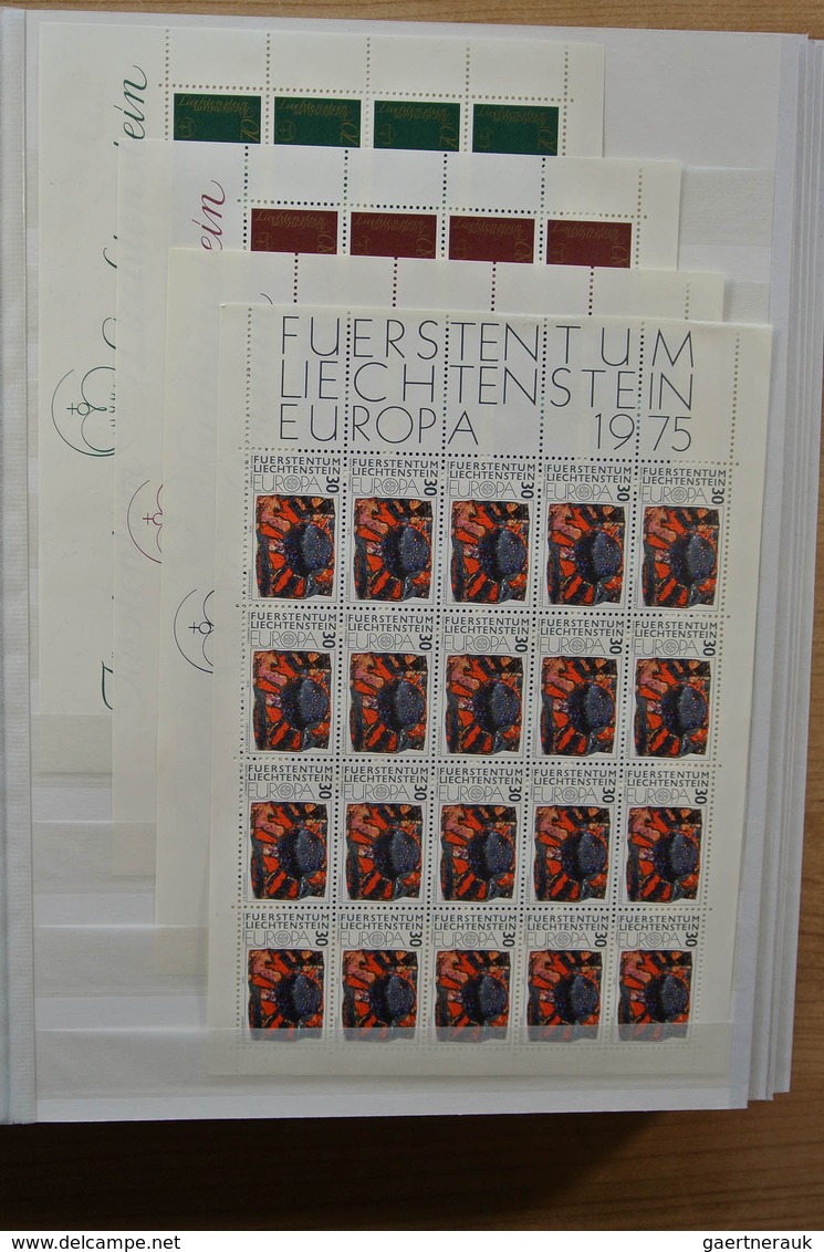 27226 Liechtenstein: 1970-1982. Collection MNH And Canceled Sheetlets Of Liechtenstein Ca. 1970-1982 In 2 - Lettres & Documents