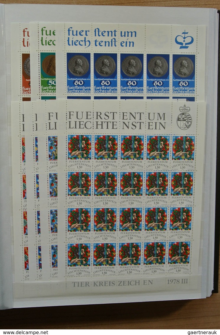 27226 Liechtenstein: 1970-1982. Collection MNH and canceled sheetlets of Liechtenstein ca. 1970-1982 in 2