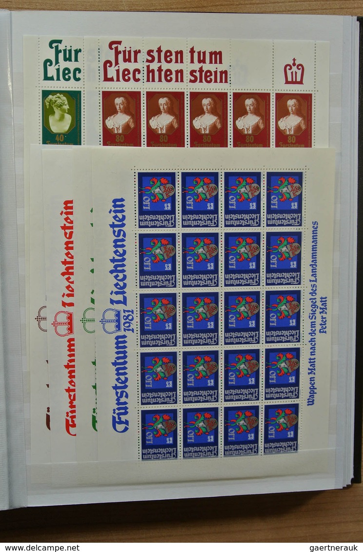 27226 Liechtenstein: 1970-1982. Collection MNH and canceled sheetlets of Liechtenstein ca. 1970-1982 in 2