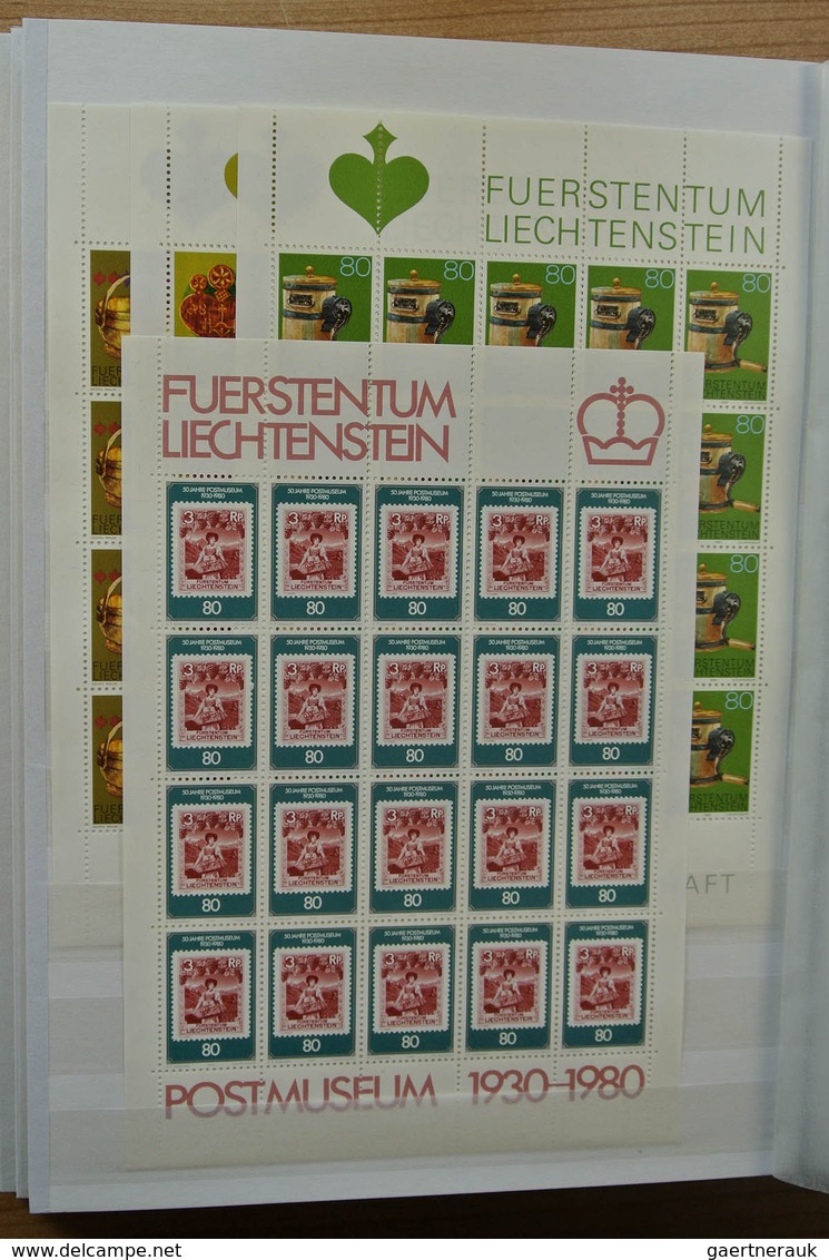 27226 Liechtenstein: 1970-1982. Collection MNH and canceled sheetlets of Liechtenstein ca. 1970-1982 in 2