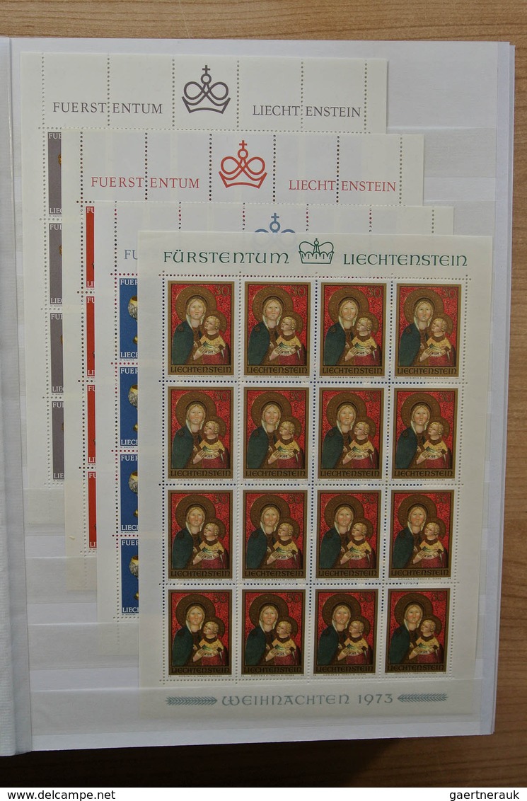 27226 Liechtenstein: 1970-1982. Collection MNH and canceled sheetlets of Liechtenstein ca. 1970-1982 in 2