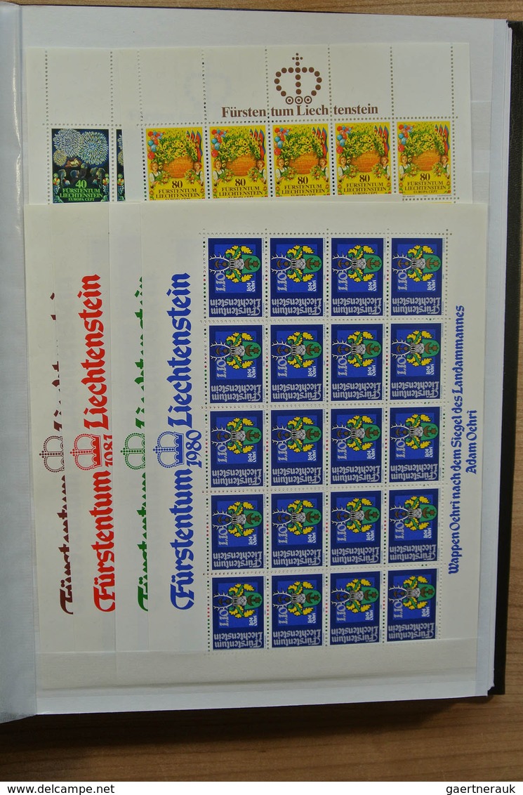 27226 Liechtenstein: 1970-1982. Collection MNH and canceled sheetlets of Liechtenstein ca. 1970-1982 in 2