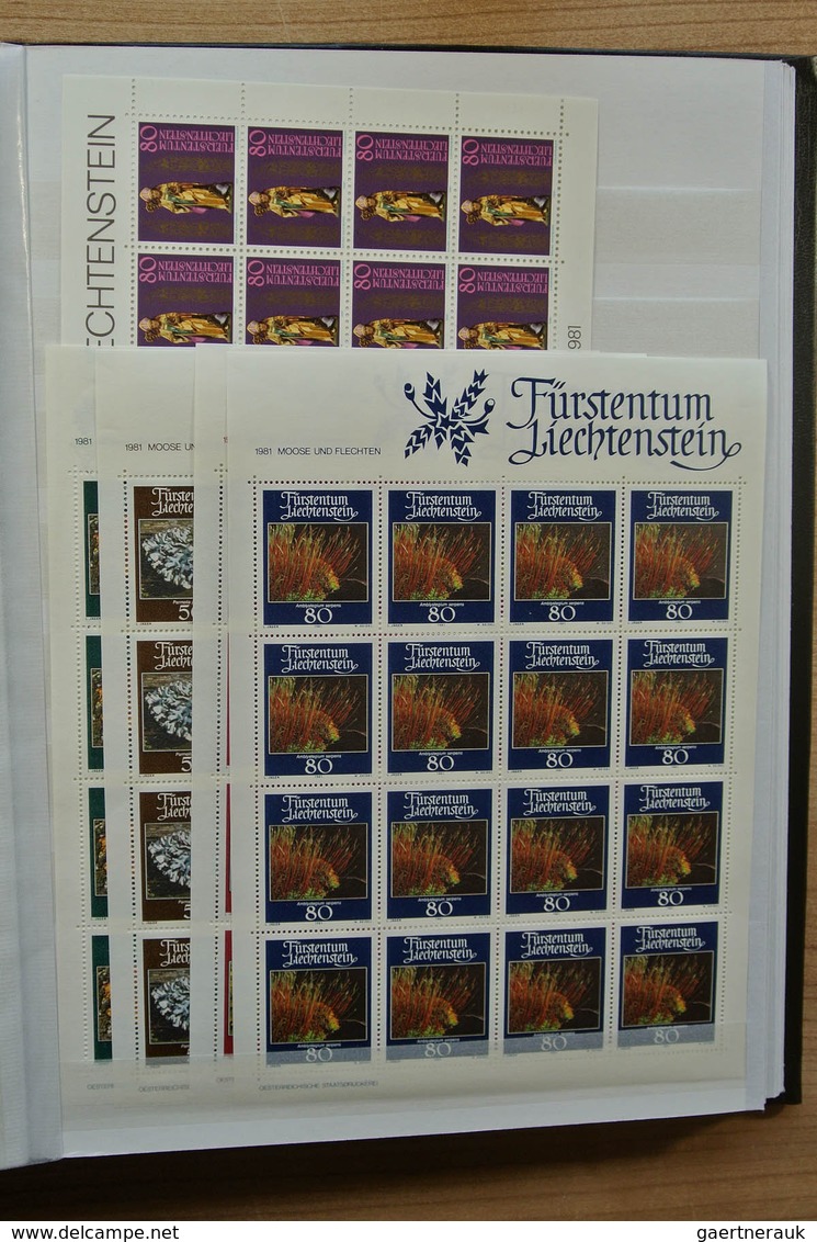 27226 Liechtenstein: 1970-1982. Collection MNH and canceled sheetlets of Liechtenstein ca. 1970-1982 in 2