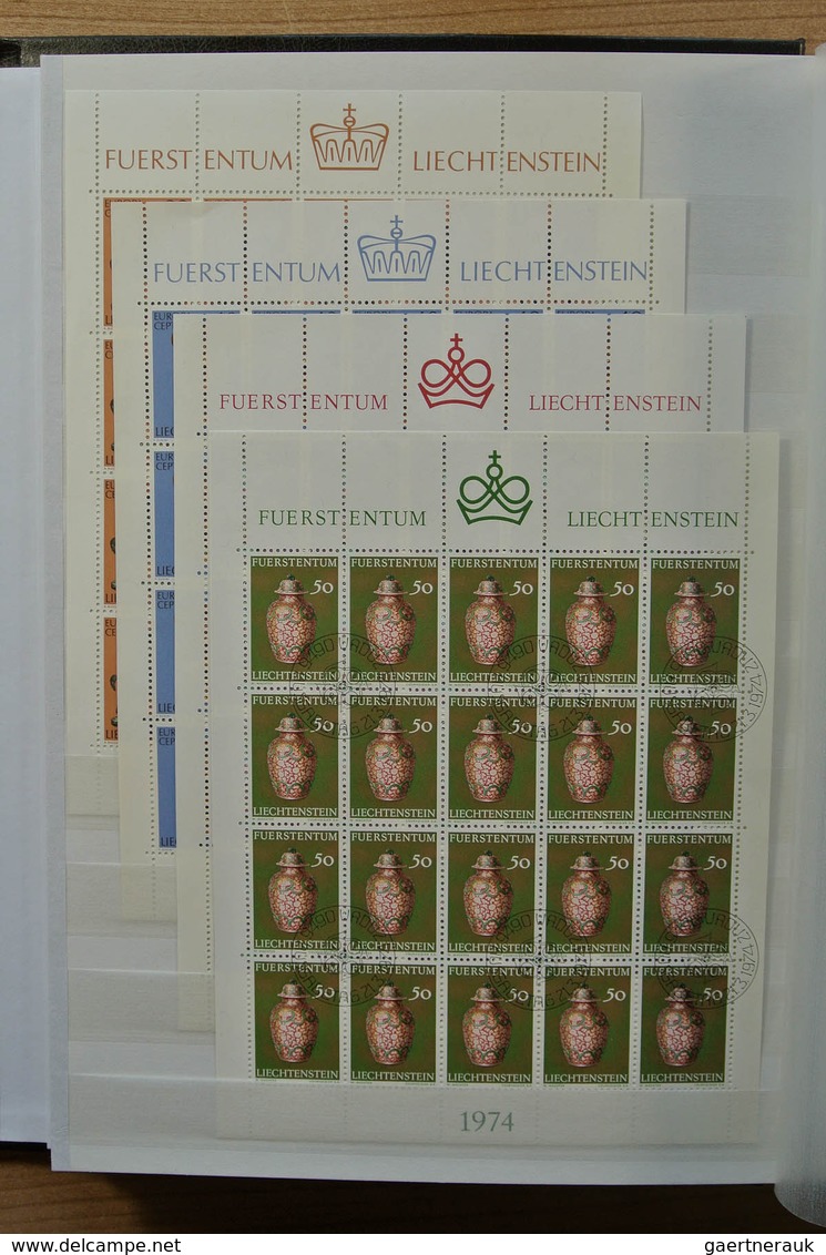 27226 Liechtenstein: 1970-1982. Collection MNH and canceled sheetlets of Liechtenstein ca. 1970-1982 in 2