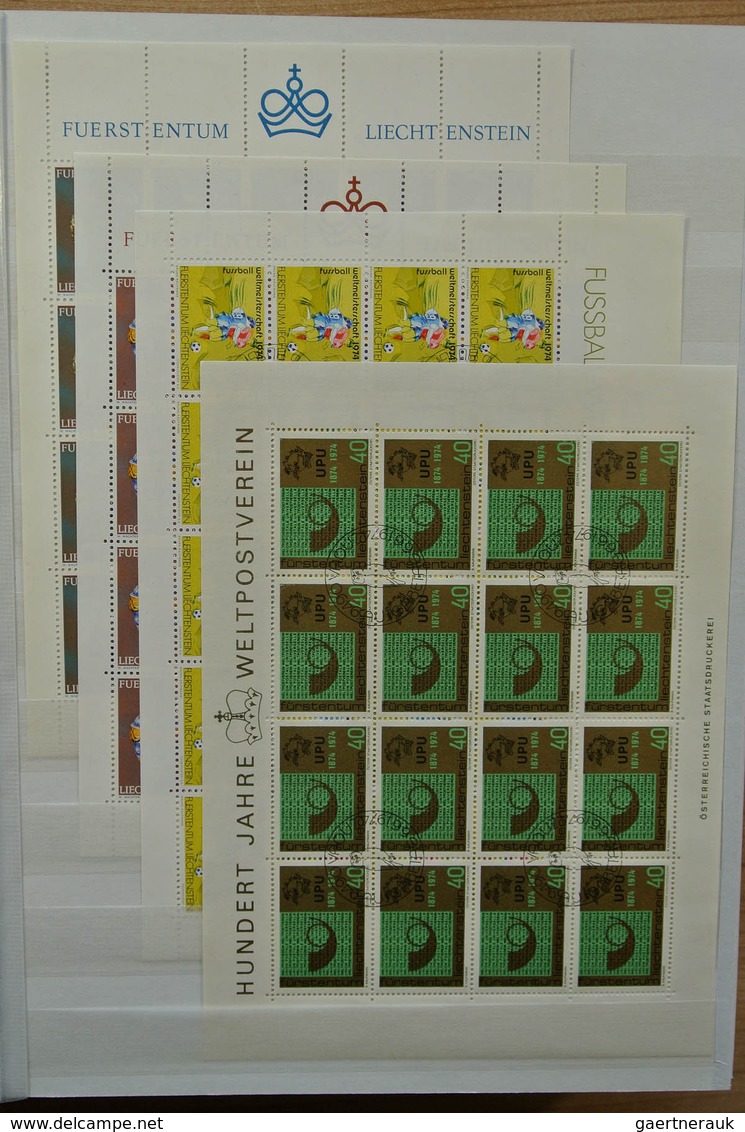 27226 Liechtenstein: 1970-1982. Collection MNH and canceled sheetlets of Liechtenstein ca. 1970-1982 in 2