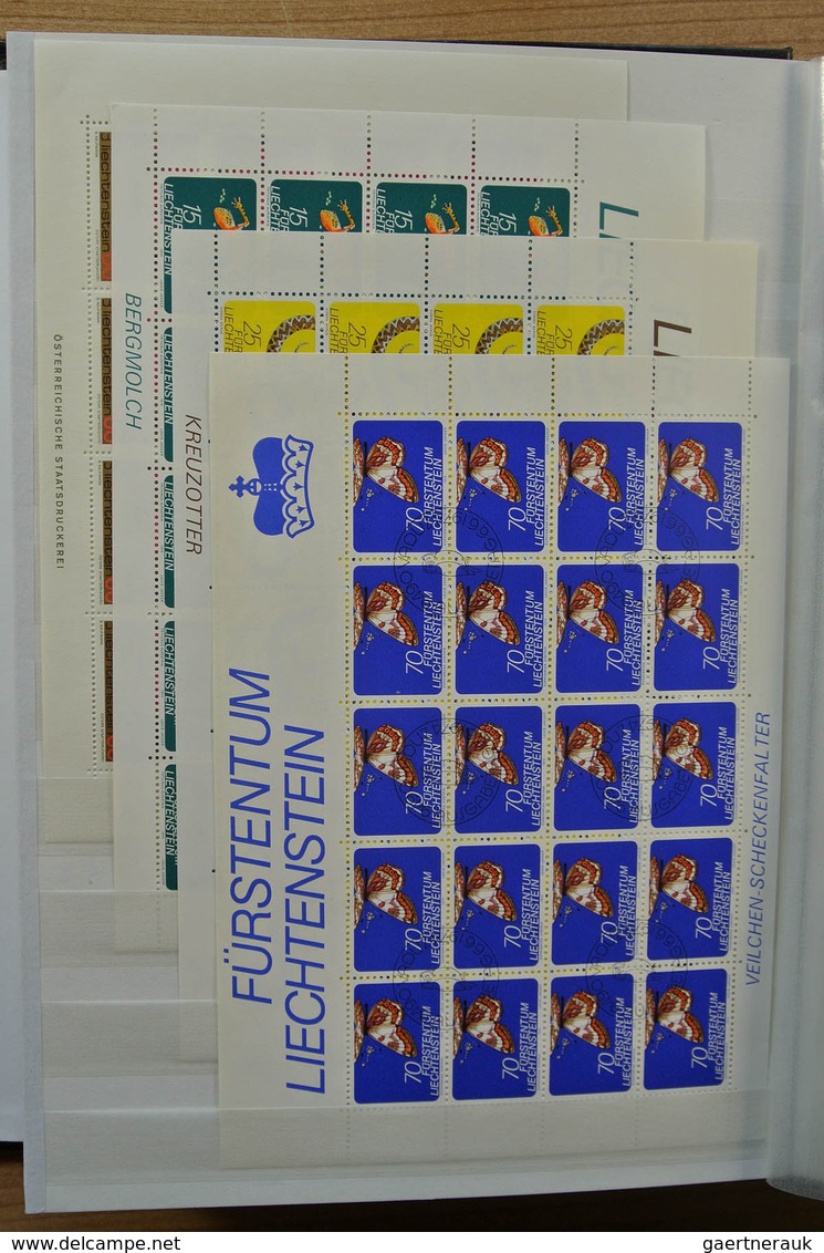 27226 Liechtenstein: 1970-1982. Collection MNH and canceled sheetlets of Liechtenstein ca. 1970-1982 in 2