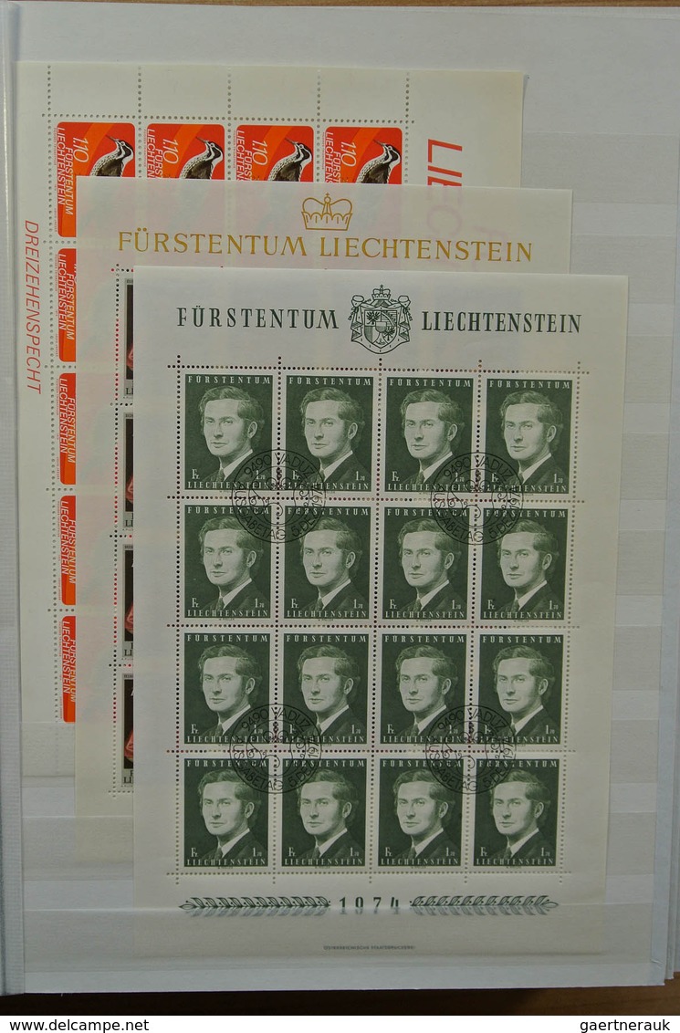 27226 Liechtenstein: 1970-1982. Collection MNH and canceled sheetlets of Liechtenstein ca. 1970-1982 in 2