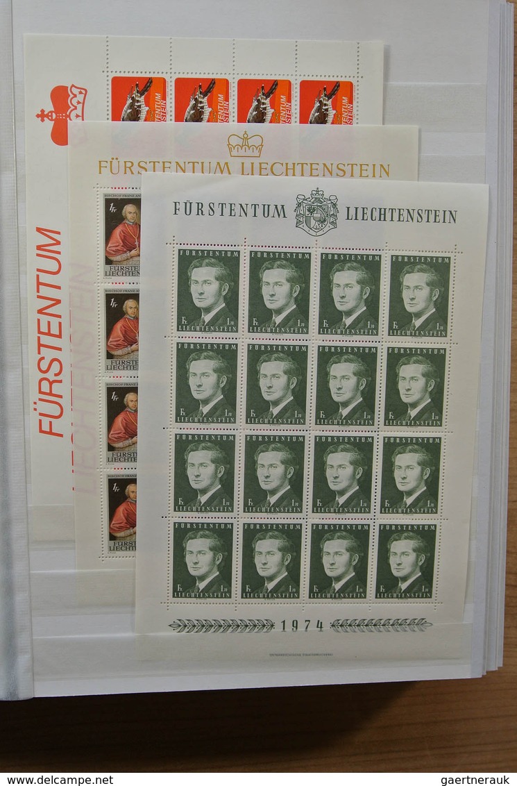 27226 Liechtenstein: 1970-1982. Collection MNH and canceled sheetlets of Liechtenstein ca. 1970-1982 in 2