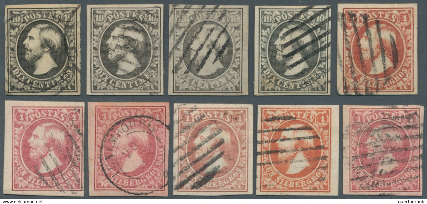 27267 Luxemburg: 1852, Wilhelm III Zehn Marken Der Erstausgabe In Unterschiedlichen Farben, Je Sauber Entw - Autres & Non Classés