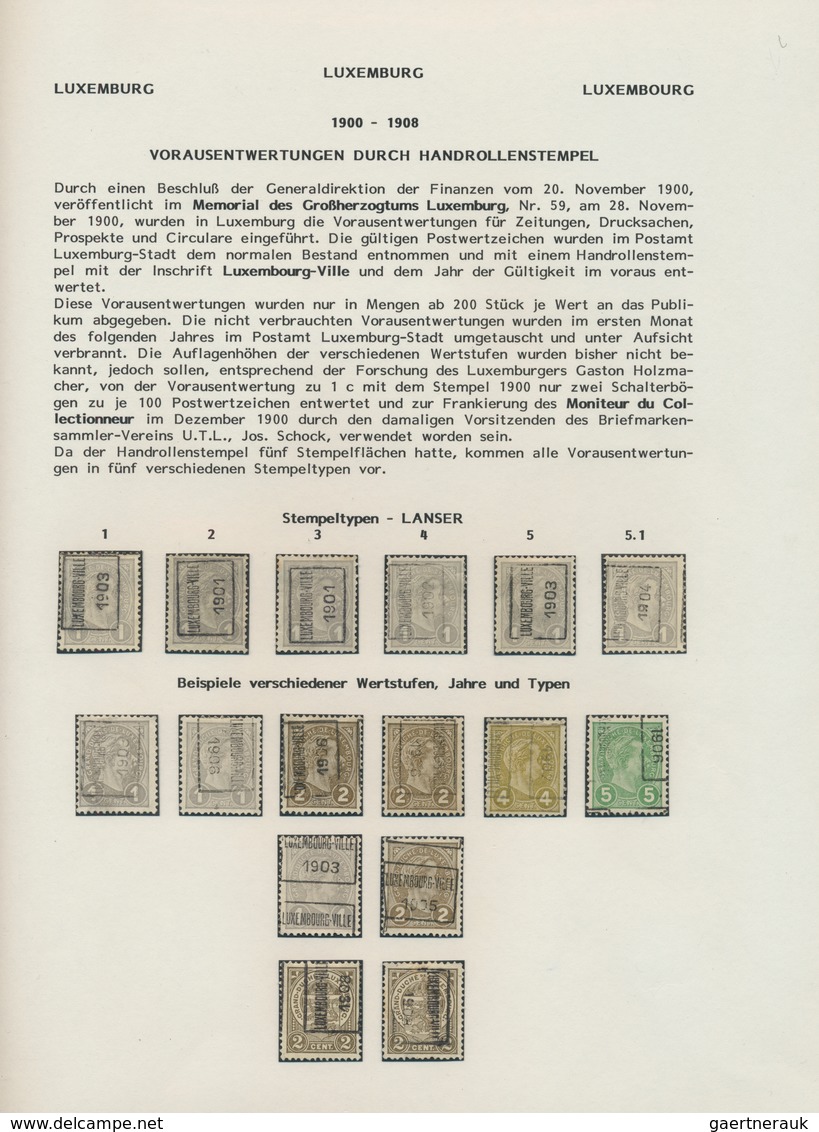 27273 Luxemburg: 1901/1925, PRECANCELLATIONS (préoblitérés), Accumulation Of Apprx. 2.300 Stamps In A Stoc - Autres & Non Classés