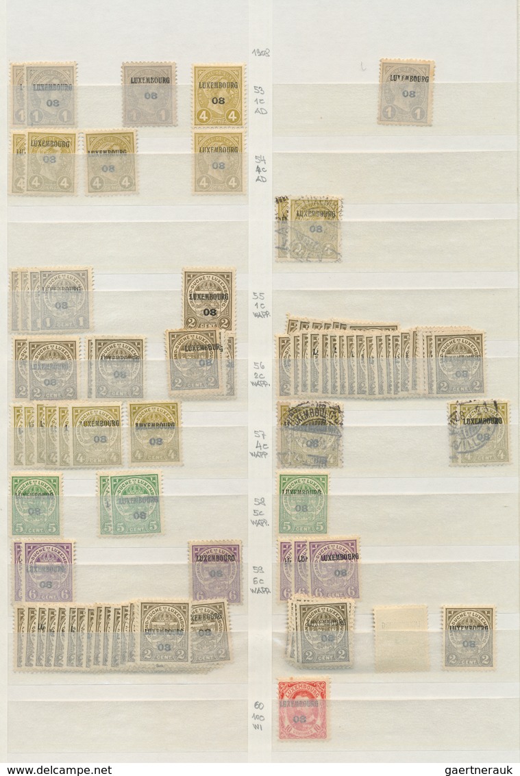 27273 Luxemburg: 1901/1925, PRECANCELLATIONS (préoblitérés), Accumulation Of Apprx. 2.300 Stamps In A Stoc - Autres & Non Classés