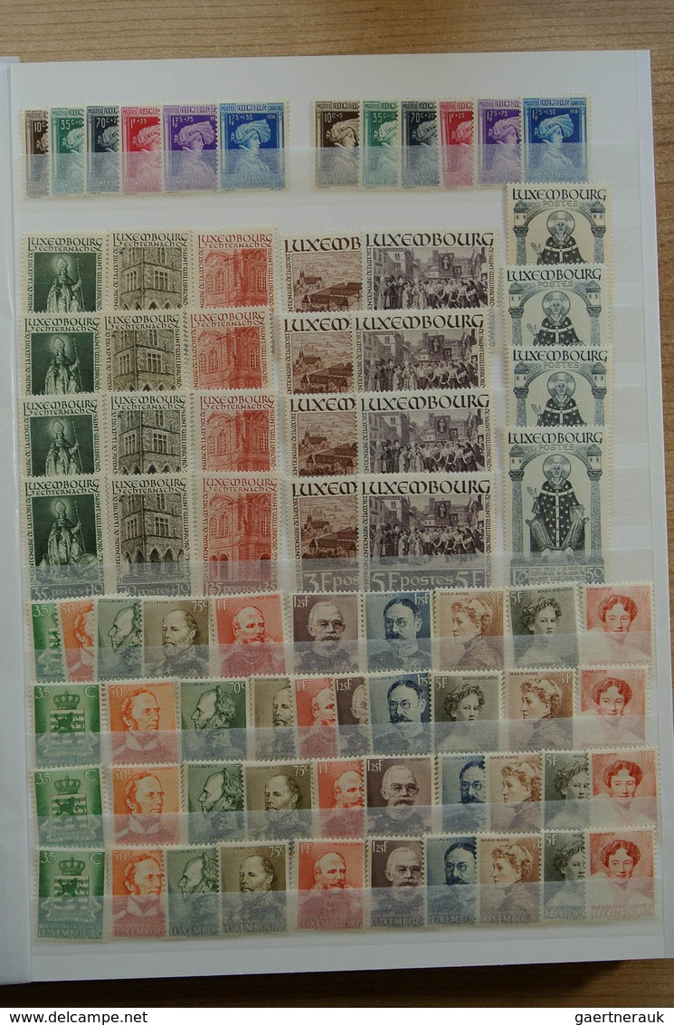 27279 Luxemburg: 1931-1982. Fantastic mint never hinged lot better sets and sheetlets, mainly very good co