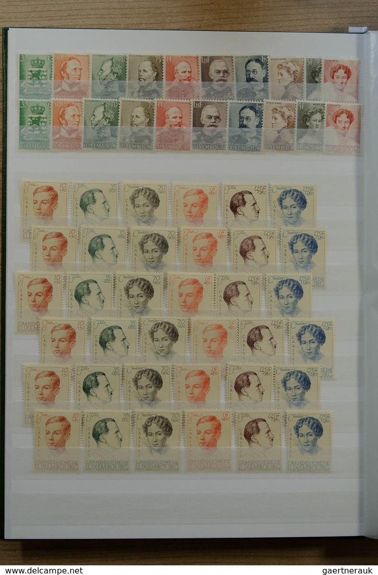 27279 Luxemburg: 1931-1982. Fantastic mint never hinged lot better sets and sheetlets, mainly very good co